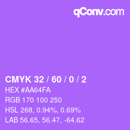 カラーコード: CMYK 32 / 60 / 0 / 2 | qconv.com