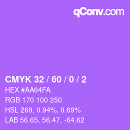 カラーコード: CMYK 32 / 60 / 0 / 2 | qconv.com