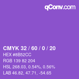 颜色代码: CMYK 32 / 60 / 0 / 20 | qconv.com