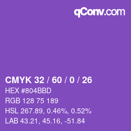 カラーコード: CMYK 32 / 60 / 0 / 26 | qconv.com