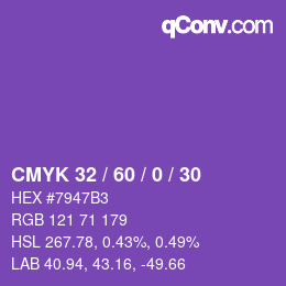 カラーコード: CMYK 32 / 60 / 0 / 30 | qconv.com