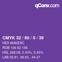 カラーコード: CMYK 32 / 60 / 0 / 39 | qconv.com