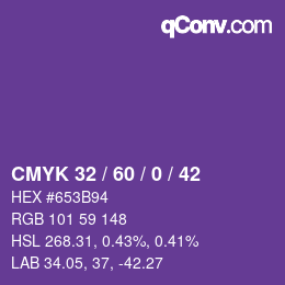 カラーコード: CMYK 32 / 60 / 0 / 42 | qconv.com