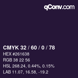 カラーコード: CMYK 32 / 60 / 0 / 78 | qconv.com