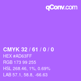 Color code: CMYK 32 / 61 / 0 / 0 | qconv.com