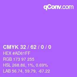 Color code: CMYK 32 / 62 / 0 / 0 | qconv.com