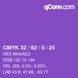 Color code: CMYK 32 / 62 / 0 / 24 | qconv.com