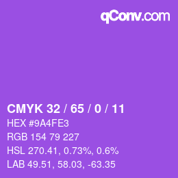 カラーコード: CMYK 32 / 65 / 0 / 11 | qconv.com
