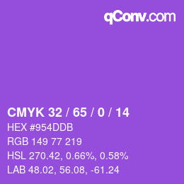 カラーコード: CMYK 32 / 65 / 0 / 14 | qconv.com