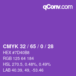 カラーコード: CMYK 32 / 65 / 0 / 28 | qconv.com