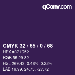 Color code: CMYK 32 / 65 / 0 / 68 | qconv.com
