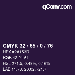 カラーコード: CMYK 32 / 65 / 0 / 76 | qconv.com