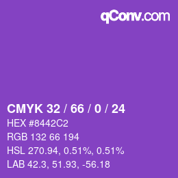 Color code: CMYK 32 / 66 / 0 / 24 | qconv.com