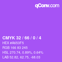 颜色代码: CMYK 32 / 66 / 0 / 4 | qconv.com