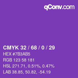 Color code: CMYK 32 / 68 / 0 / 29 | qconv.com