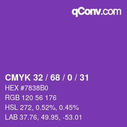 Color code: CMYK 32 / 68 / 0 / 31 | qconv.com