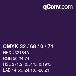 Color code: CMYK 32 / 68 / 0 / 71 | qconv.com