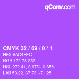 Color code: CMYK 32 / 69 / 0 / 1 | qconv.com