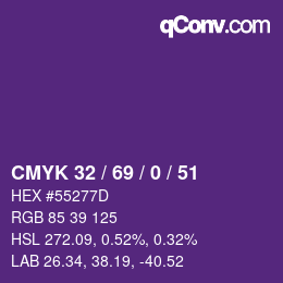 Color code: CMYK 32 / 69 / 0 / 51 | qconv.com