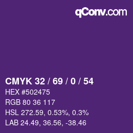 Código de color: CMYK 32 / 69 / 0 / 54 | qconv.com