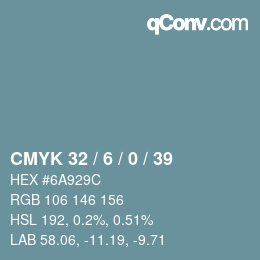 Farbcode: CMYK 32 / 6 / 0 / 39 | qconv.com