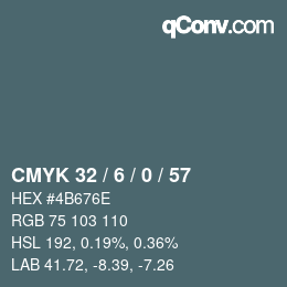 Código de color: CMYK 32 / 6 / 0 / 57 | qconv.com