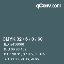 Color code: CMYK 32 / 6 / 0 / 60 | qconv.com