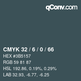 Color code: CMYK 32 / 6 / 0 / 66 | qconv.com