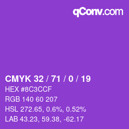 Color code: CMYK 32 / 71 / 0 / 19 | qconv.com