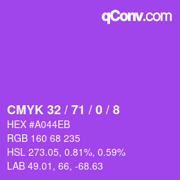 Color code: CMYK 32 / 71 / 0 / 8 | qconv.com