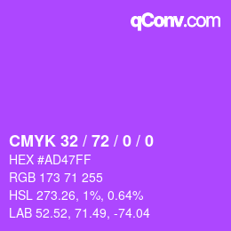 Color code: CMYK 32 / 72 / 0 / 0 | qconv.com