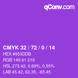 Color code: CMYK 32 / 72 / 0 / 14 | qconv.com