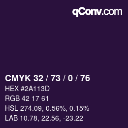 カラーコード: CMYK 32 / 73 / 0 / 76 | qconv.com