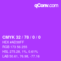 Color code: CMYK 32 / 78 / 0 / 0 | qconv.com