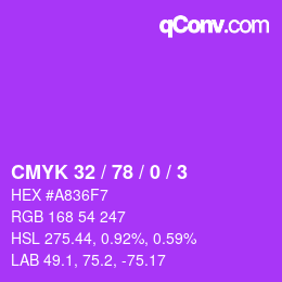 Código de color: CMYK 32 / 78 / 0 / 3 | qconv.com