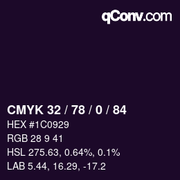 Color code: CMYK 32 / 78 / 0 / 84 | qconv.com