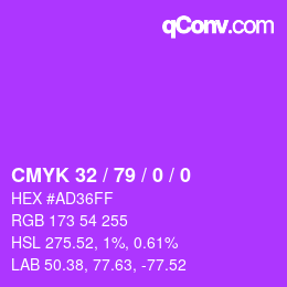 Color code: CMYK 32 / 79 / 0 / 0 | qconv.com
