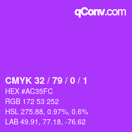 Color code: CMYK 32 / 79 / 0 / 1 | qconv.com
