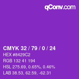 Color code: CMYK 32 / 79 / 0 / 24 | qconv.com