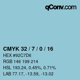 カラーコード: CMYK 32 / 7 / 0 / 16 | qconv.com