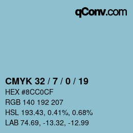 Farbcode: CMYK 32 / 7 / 0 / 19 | qconv.com