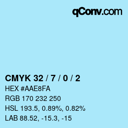 颜色代码: CMYK 32 / 7 / 0 / 2 | qconv.com
