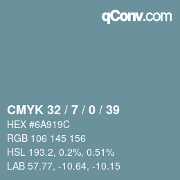 Código de color: CMYK 32 / 7 / 0 / 39 | qconv.com