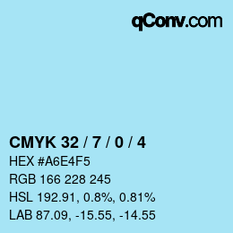 カラーコード: CMYK 32 / 7 / 0 / 4 | qconv.com
