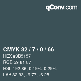 颜色代码: CMYK 32 / 7 / 0 / 66 | qconv.com