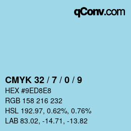 Color code: CMYK 32 / 7 / 0 / 9 | qconv.com