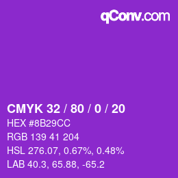 Color code: CMYK 32 / 80 / 0 / 20 | qconv.com