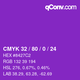 Color code: CMYK 32 / 80 / 0 / 24 | qconv.com