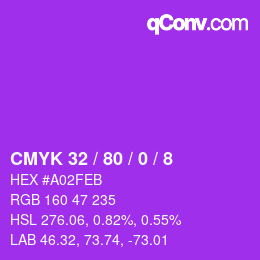 Color code: CMYK 32 / 80 / 0 / 8 | qconv.com