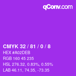 Color code: CMYK 32 / 81 / 0 / 8 | qconv.com
